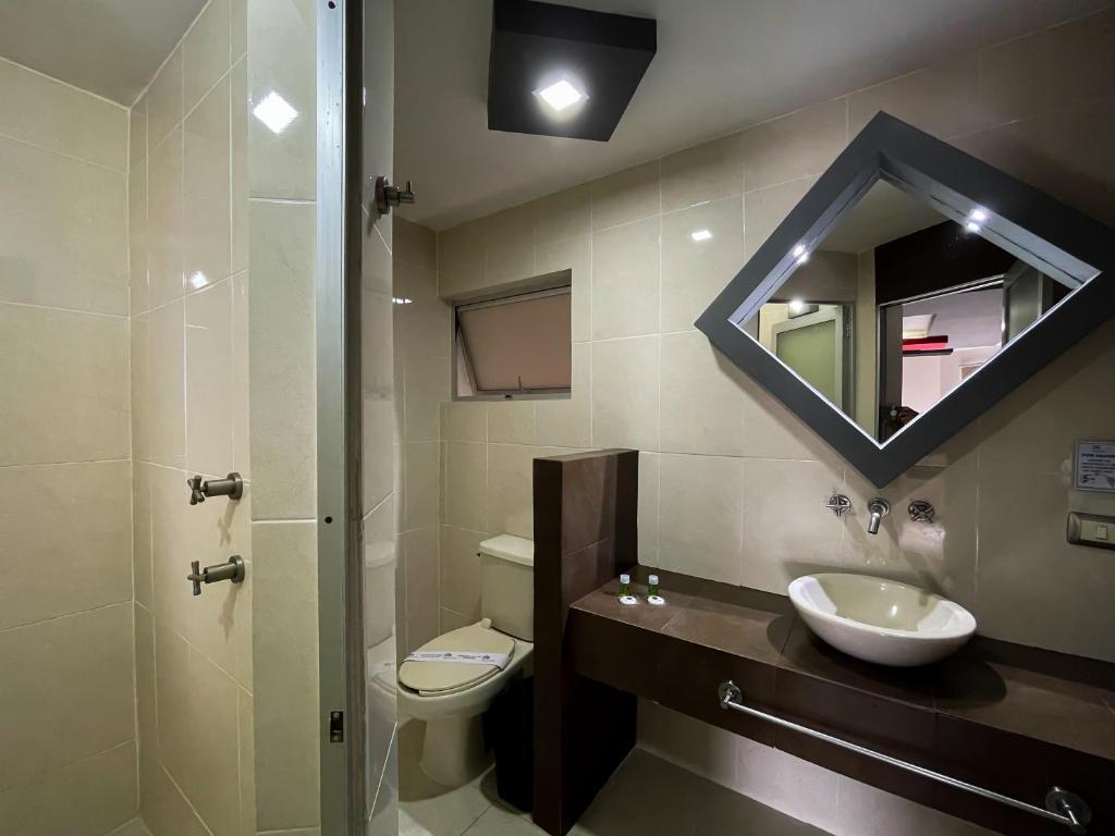 Koupelna v ubytování Auto Hotel Mediterráneo