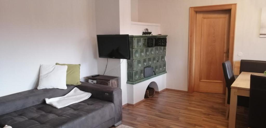 Televízia a/alebo spoločenská miestnosť v ubytovaní Haus Jessica incl National Park Sommercard