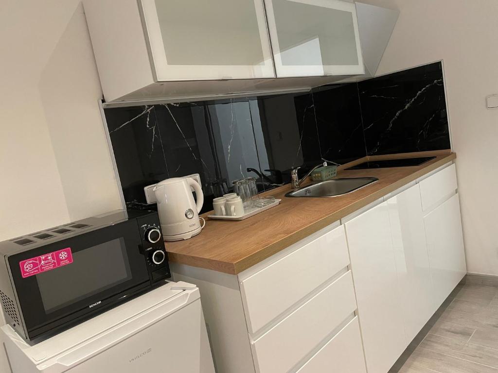 Kuchyň nebo kuchyňský kout v ubytování Apartmant T&T
