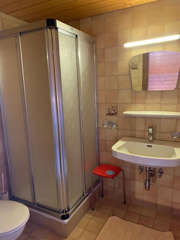 Koupelna v ubytování Haus Aurelia