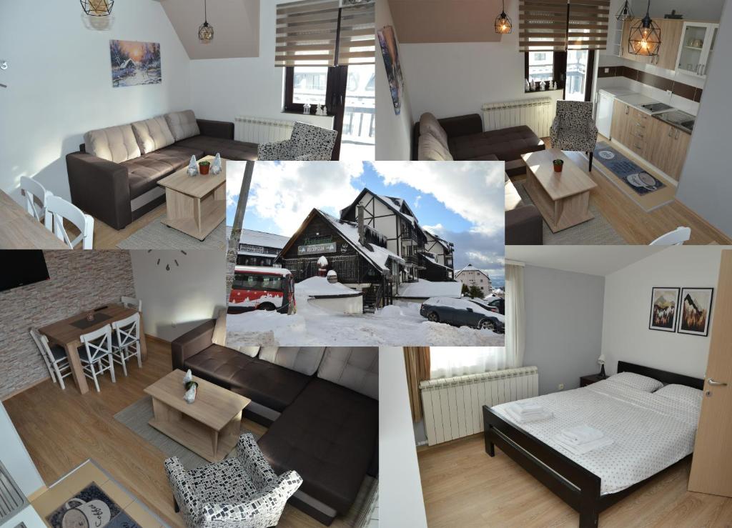 Tempat tidur dalam kamar di Apartman Ema BIG 64m2-duplex Kopaonik