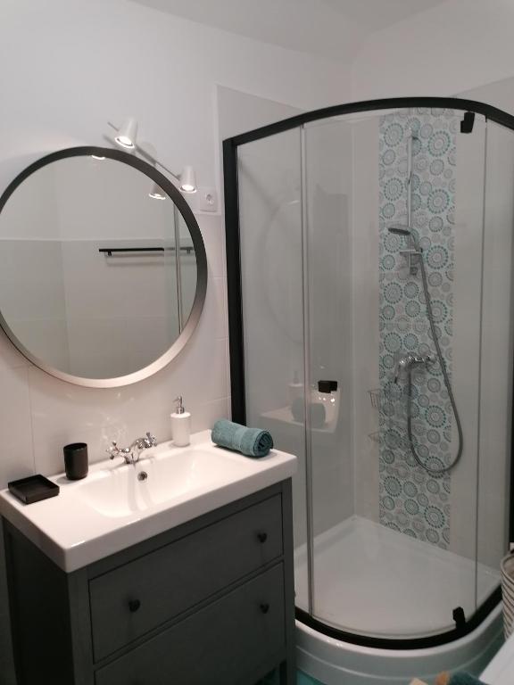 Koupelna v ubytování Szamóca Apartman