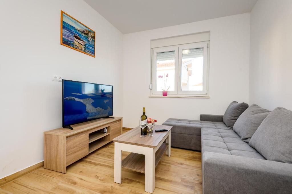 TV a/nebo společenská místnost v ubytování APARTMAN ANA, METKOVIĆ
