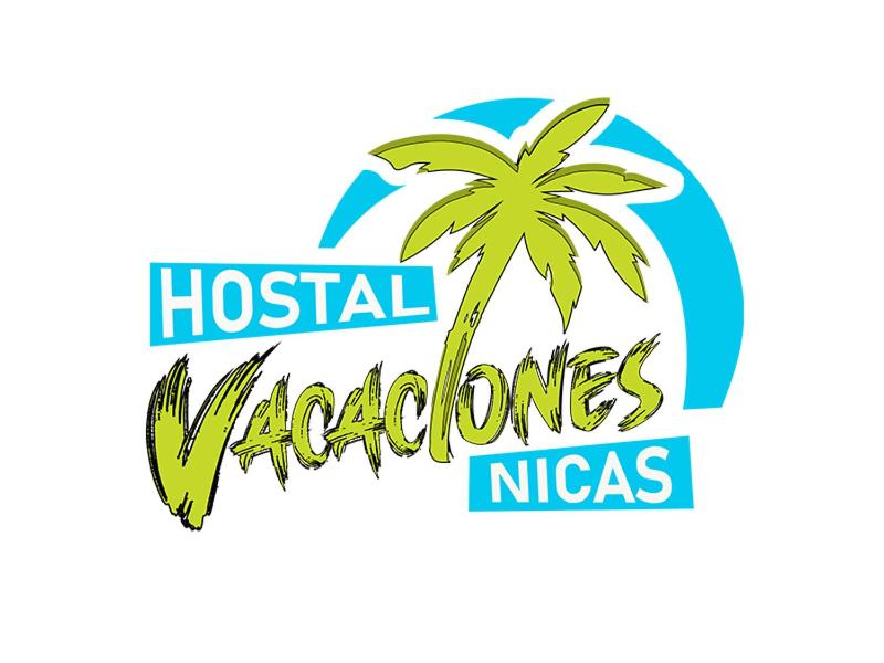een logo voor een hotel met een palmboom bij Hostal Vacaciones Nicas in León
