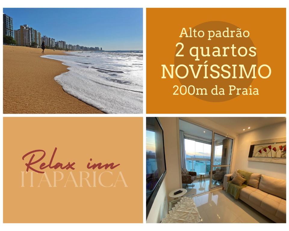 een collage van foto's van het strand en een huis bij ITAPARICA RELAX INN! Portaria e bar 24H! in Vila Velha