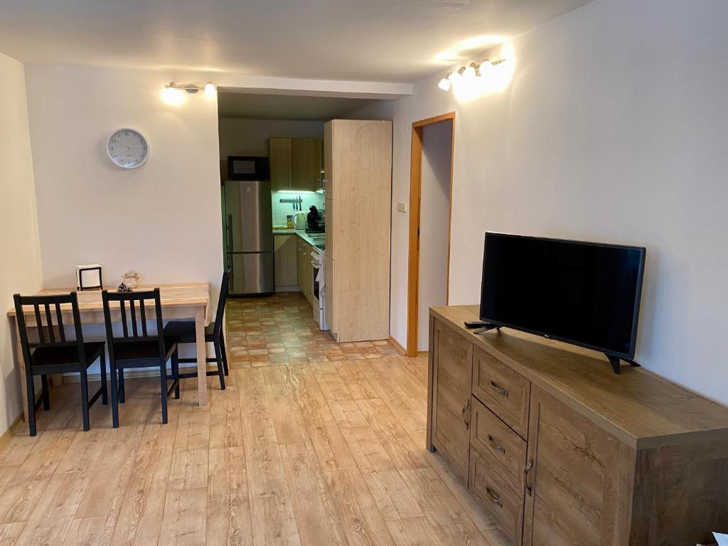 TV a/nebo společenská místnost v ubytování Apartmán pod lesem