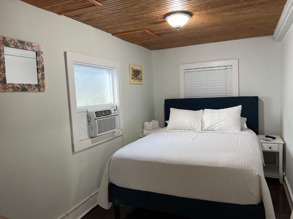 Schlafzimmer mit einem Bett und einem Fenster in der Unterkunft The Garden House in Key West