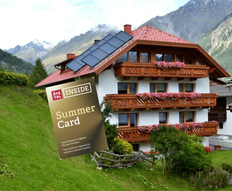 a building with a sign in front of it at Frühstückspension Rehwinkl in Sölden