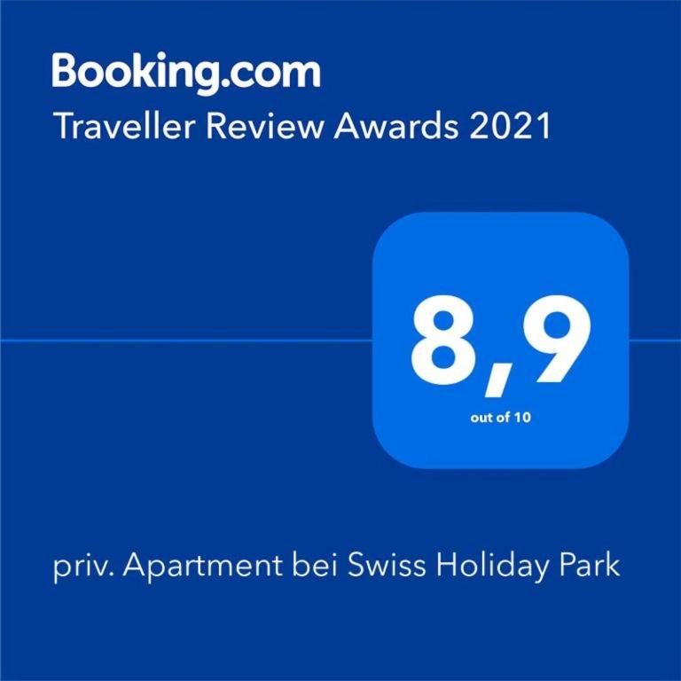 Certifikát, hodnocení, plakát nebo jiný dokument vystavený v ubytování priv. Apartment bei Swiss Holiday Park