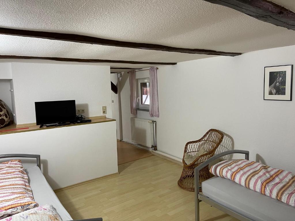 TV a/nebo společenská místnost v ubytování Ferienwohnung Weidner