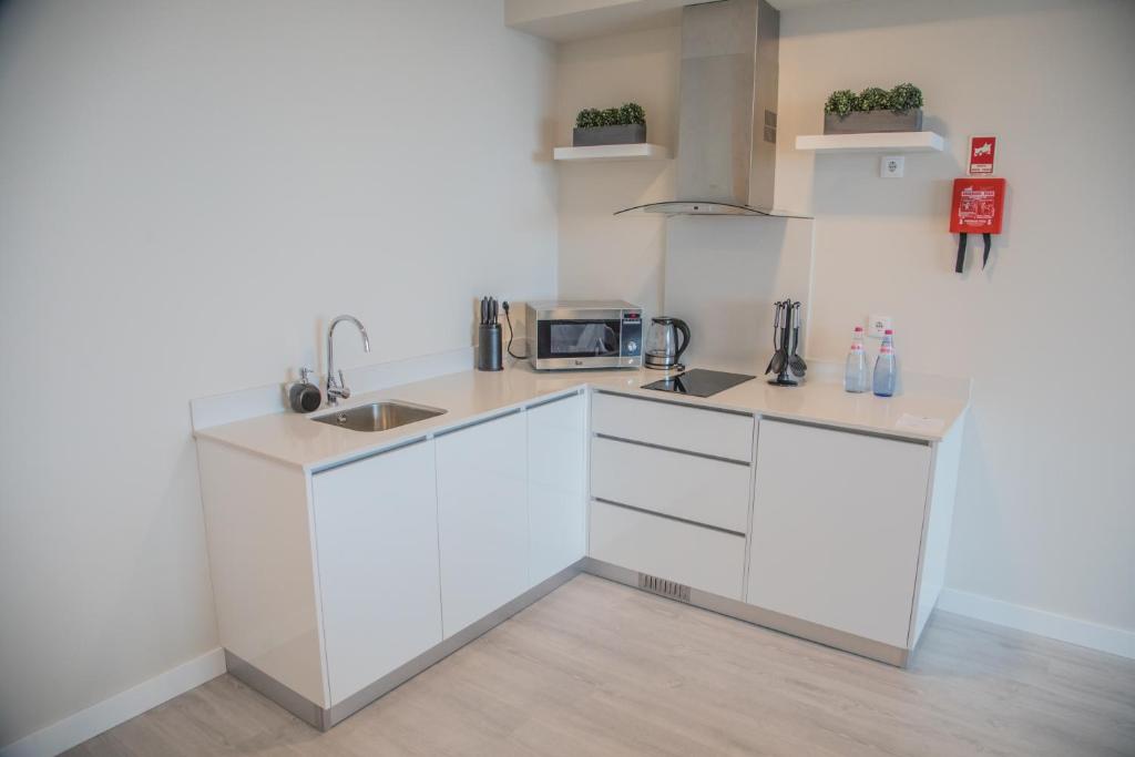Kuchyň nebo kuchyňský kout v ubytování Calamar Hotel
