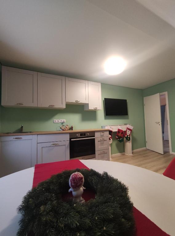 Kuchyň nebo kuchyňský kout v ubytování Gasthaus L&A Kunz