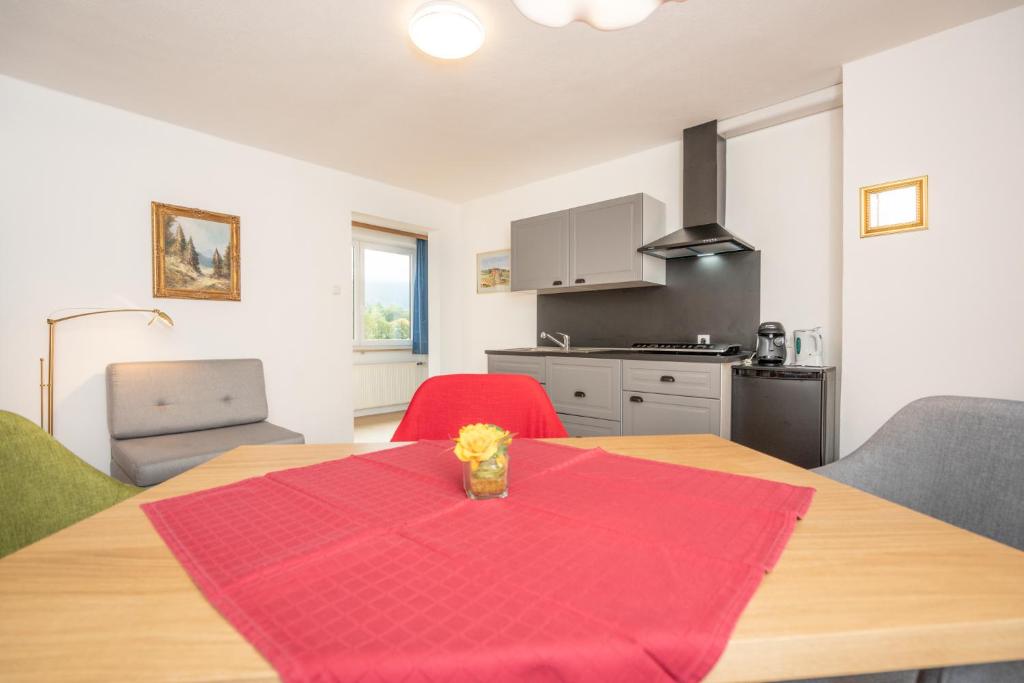 Kuchyň nebo kuchyňský kout v ubytování Gästehaus Kochelsee