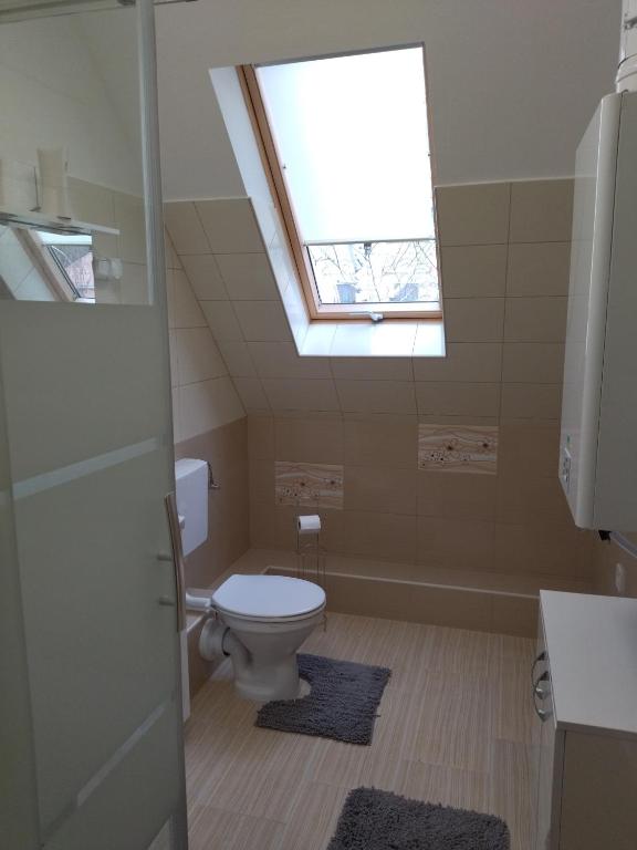 Koupelna v ubytování Valentin Apartman