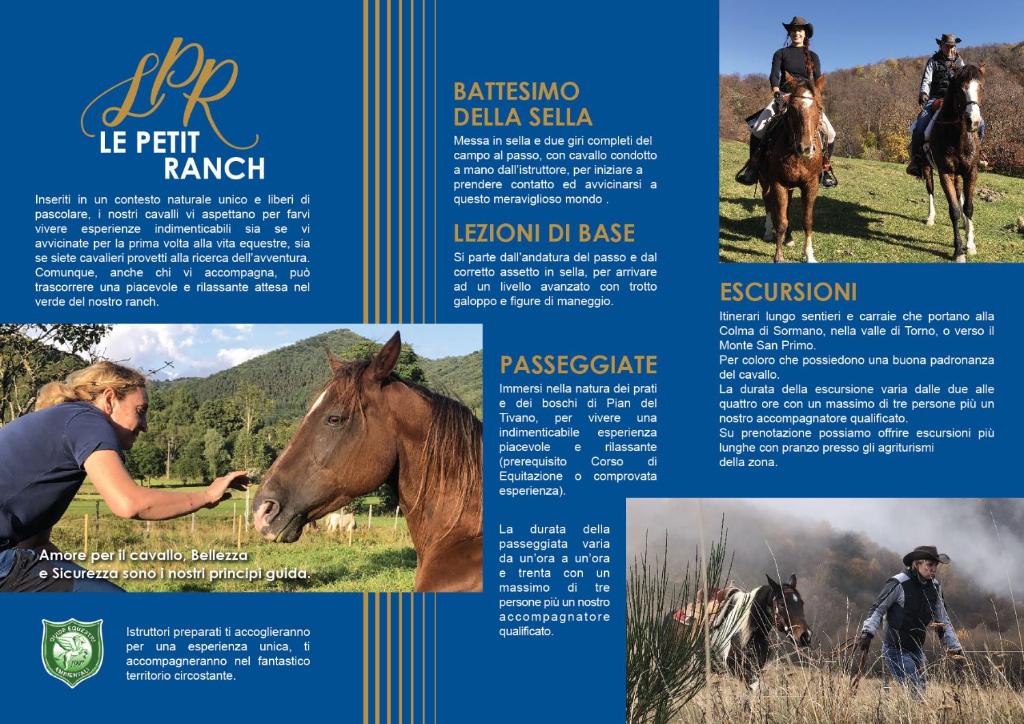 un folleto para montar a caballo en las montañas en B&B Le Petit Vent, en Sormano