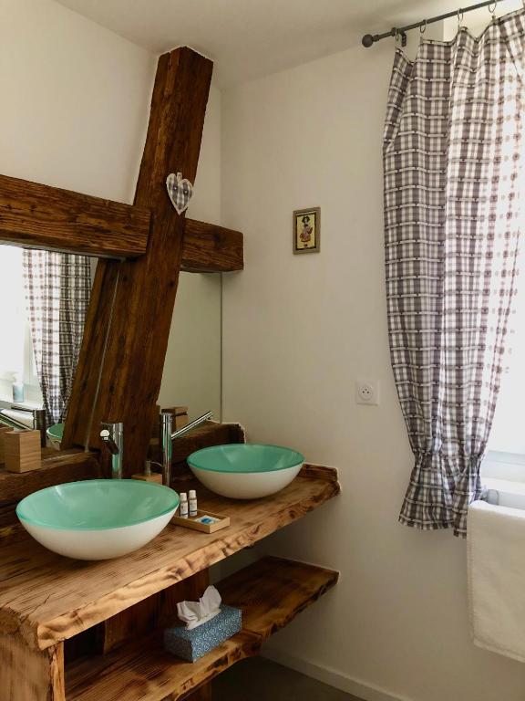 Koupelna v ubytování Au repos des vignes, chambres d'hôtes