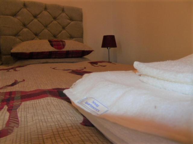 Кровать или кровати в номере Snug - Abhainn Apartment