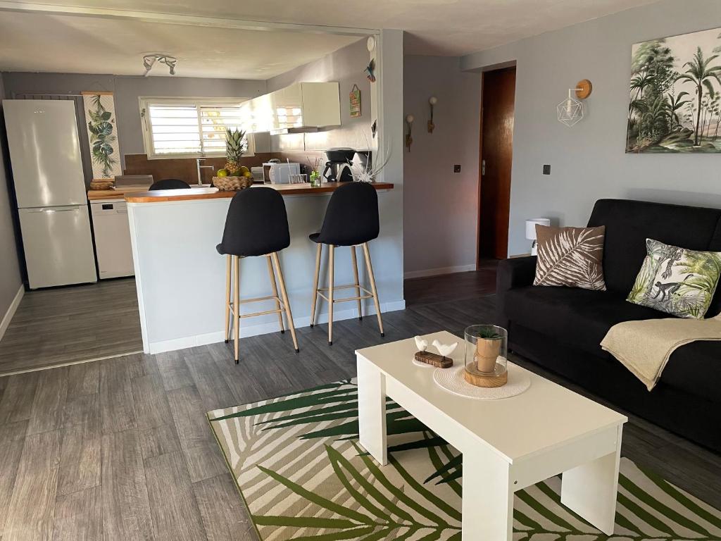 Kuchyň nebo kuchyňský kout v ubytování Appartement vue mer, Case Pilote