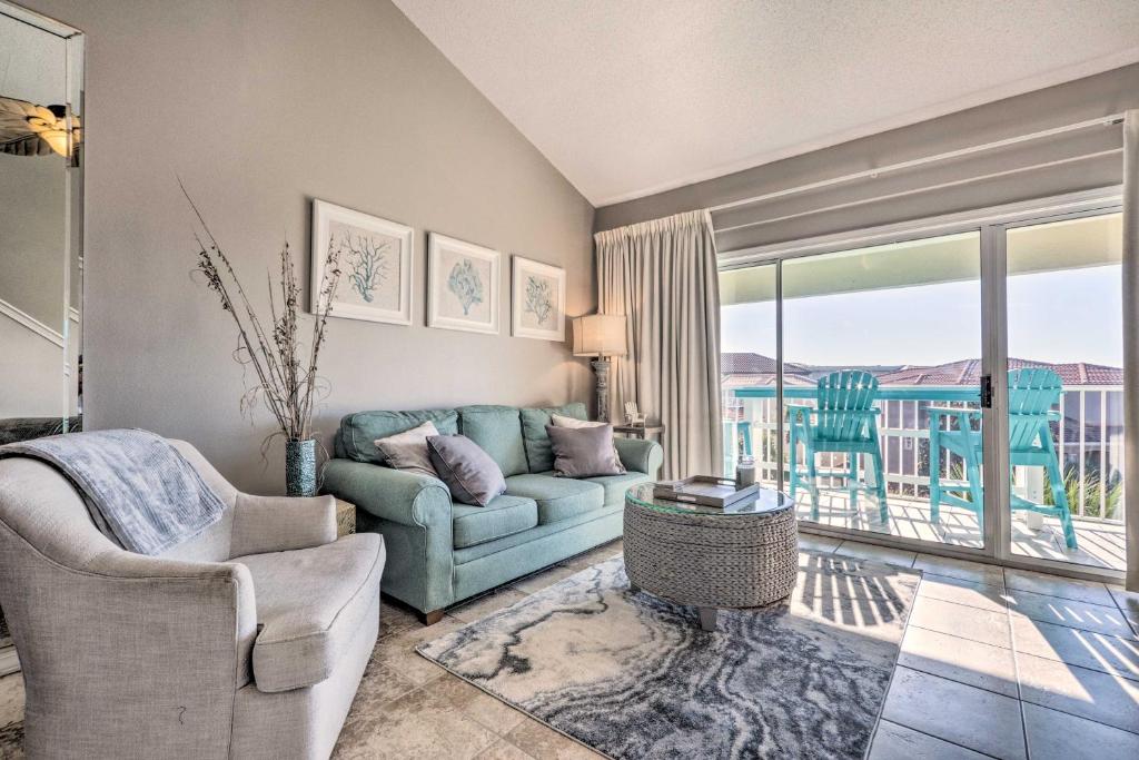 a living room with a couch and chairs and a window at Well-Appointed Family Condo on Miramar Beach! in Destin
