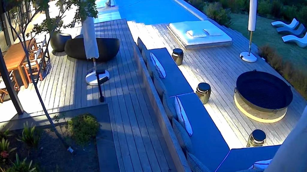 an overhead view of a deck with a swimming pool at The One in Knysna
