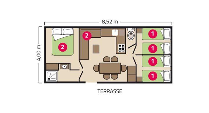 a drawing of a floor plan of a apartment at Camping Capfun La Bretèche in Les Épesses