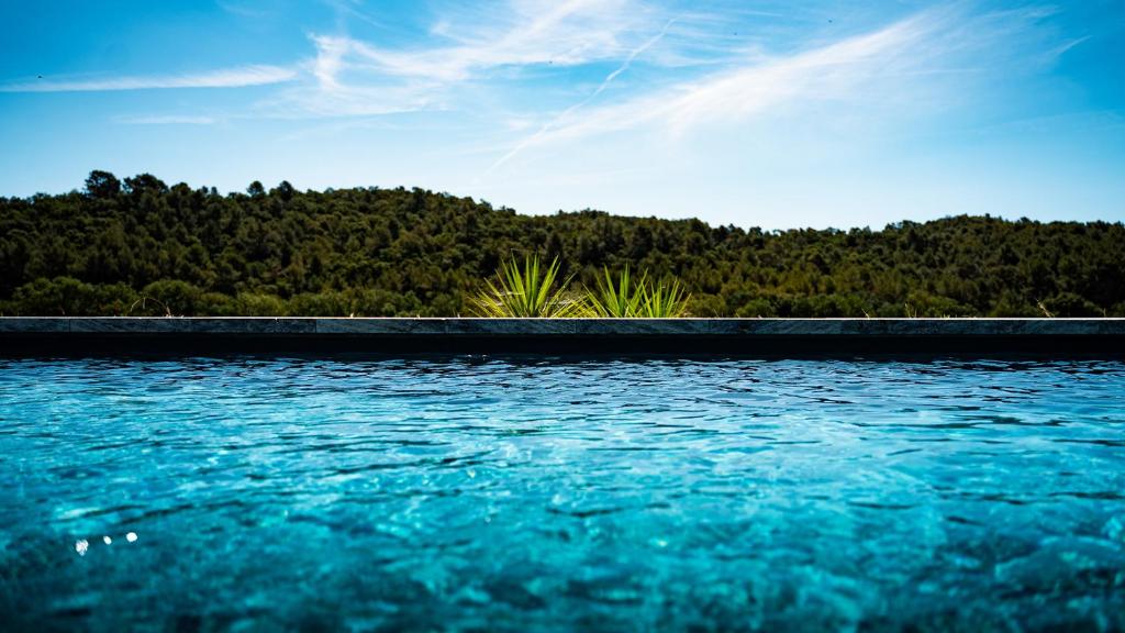 a body of water with trees in the background at Sous Les Pins gîtes et chambres d'hôtes in La Londe-les-Maures