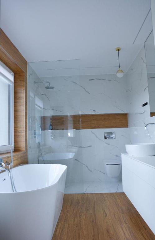 Koupelna v ubytování Luxury apartment with private sauna Pod Javorovým
