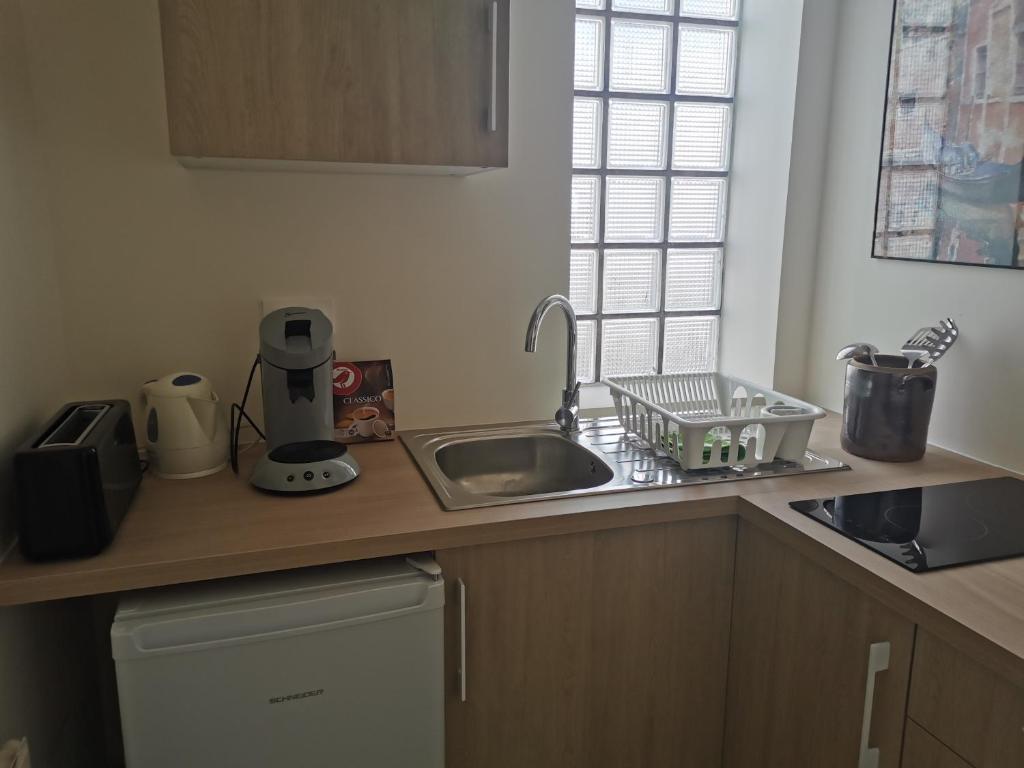 a kitchen with a sink and a counter top at MASSY VILMORIN Appartement indépendant 3 pieces in Massy