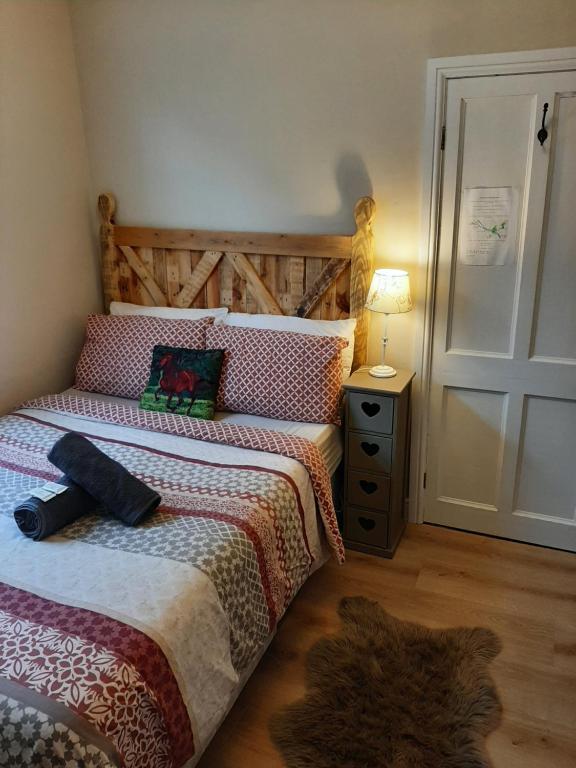 sypialnia z łóżkiem i kotem na podłodze w obiekcie Salisbury Guest House - Free Parking w mieście York