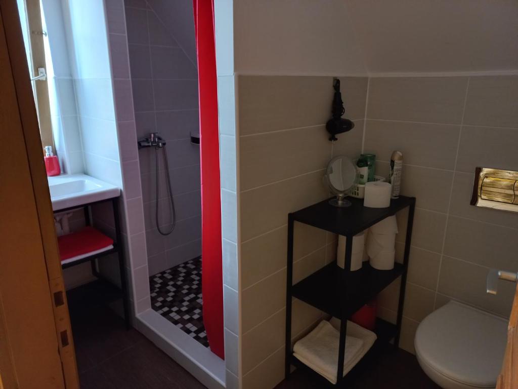 Koupelna v ubytování Háromfenyő Apartman