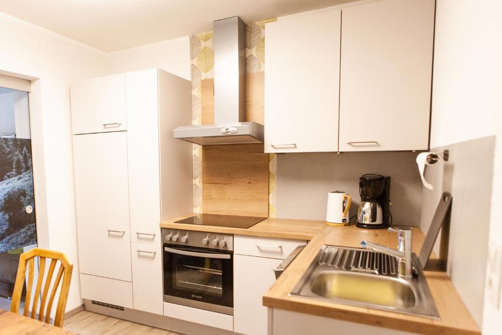Kuchyň nebo kuchyňský kout v ubytování Sonnenhof - Apartments & Zimmer