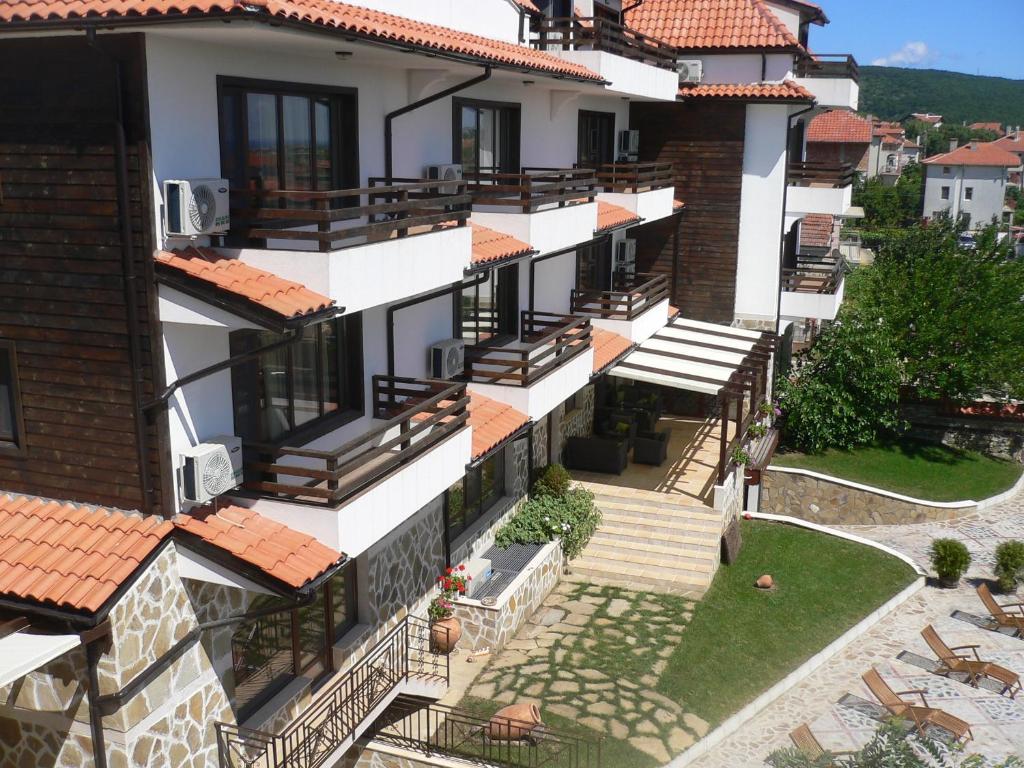 an aerial view of a building at Madara Club and Spa in Kosharitsa