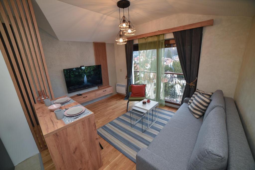 Televiisor ja/või meelelahutuskeskus majutusasutuses Aria Club Wellness&Spa Zlatibor