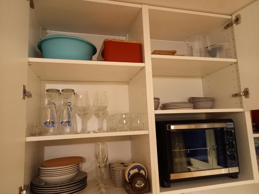 Kuchyň nebo kuchyňský kout v ubytování Bayerwald Appartement