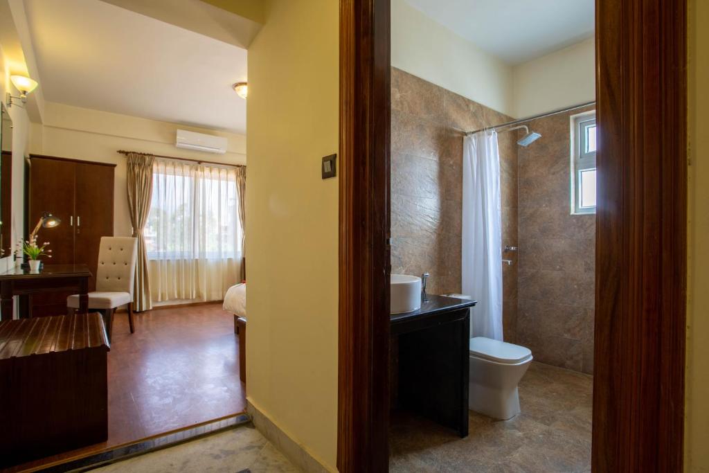 Koupelna v ubytování Siddhartha Boutique Hotel, Boudha