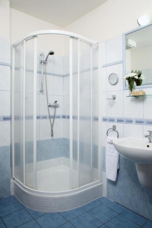 Koupelna v ubytování Hotel U Karla
