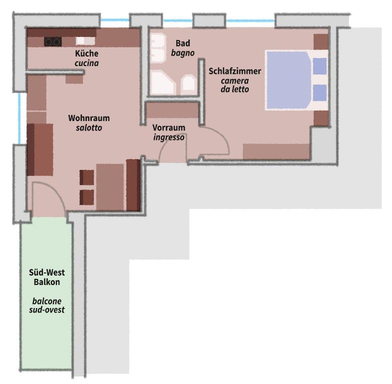 Plán poschodí v ubytovaní Hotel-Garni Appartement Gartenheim