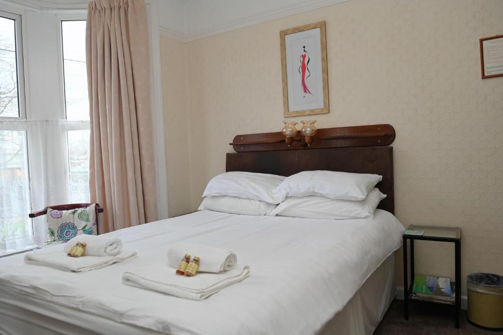 Una cama o camas en una habitación de Brynhyfryd Guest House