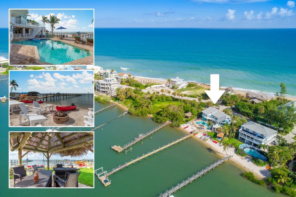 a collage of photos of a resort and the ocean at Aquarius North in Stuart