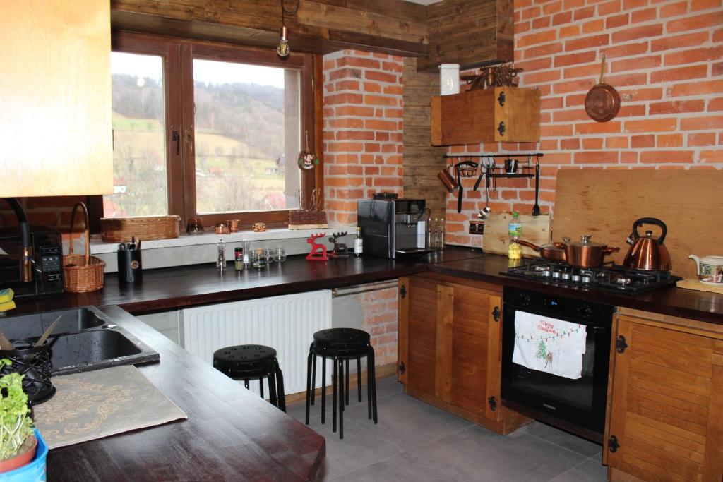 Kuchyň nebo kuchyňský kout v ubytování PUSTELNIA WODZA