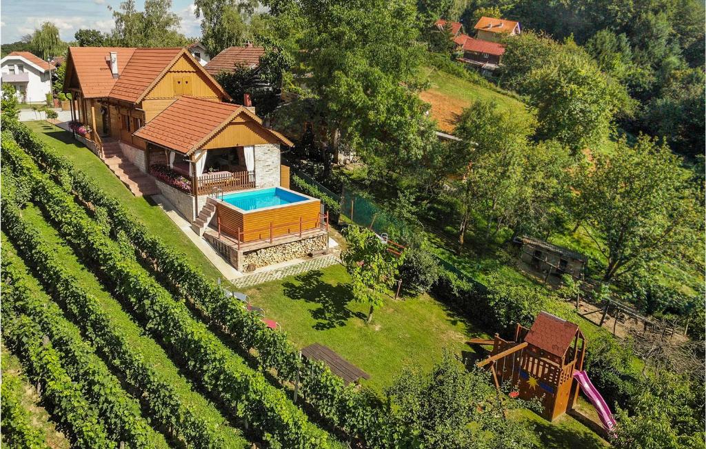 - une vue aérienne sur une maison avec une piscine dans l'établissement Awesome Home In Velika Buna With Wifi, à Velika Buna