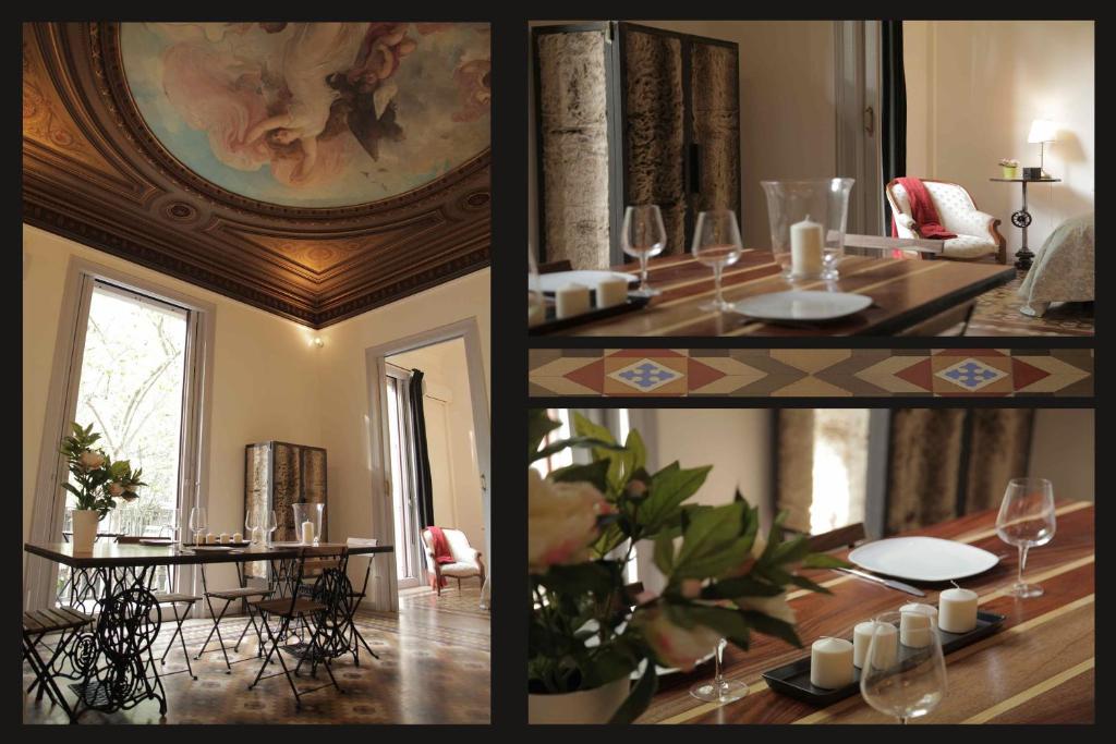 a collage of photos of a dining room with a table at Ronda Sant Pere Rafael in Barcelona