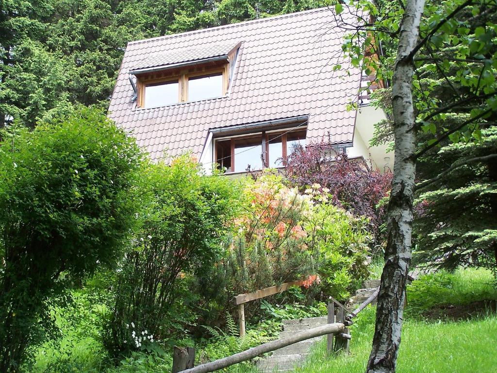 una casa con un montón de arbustos delante de ella en Chalet Partecznik by Interhome, en Wisła
