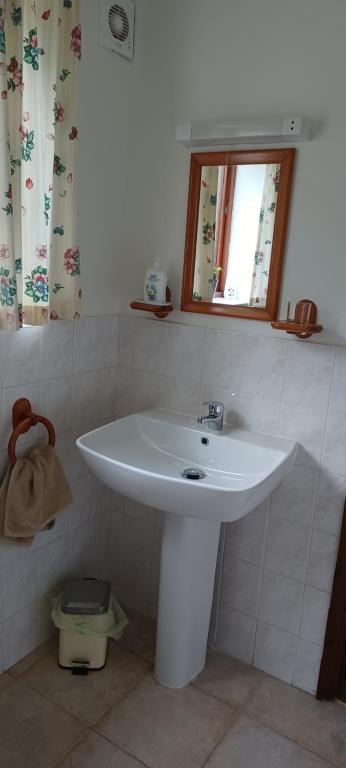 a bathroom with a white sink and a mirror at The Retreat in Pett