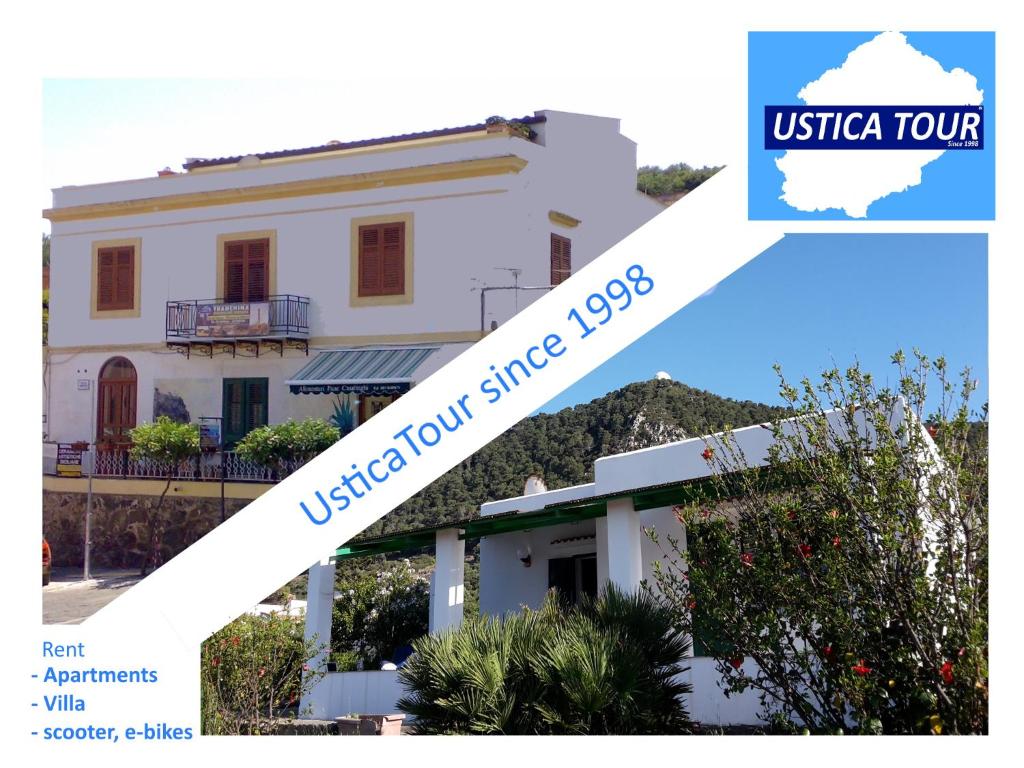 a white house with the usa tour ofversion street labs at UsticaTour Apartments and Villas in Ustica