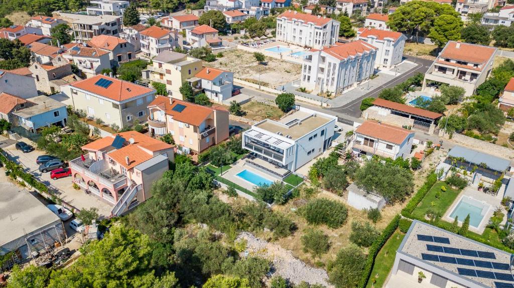 an aerial view of a city with buildings at Wonderhouse SOVLJA in Tribunj
