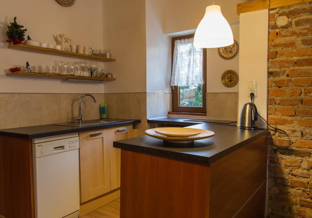 Kuchyň nebo kuchyňský kout v ubytování Apartament Nad Potokiem