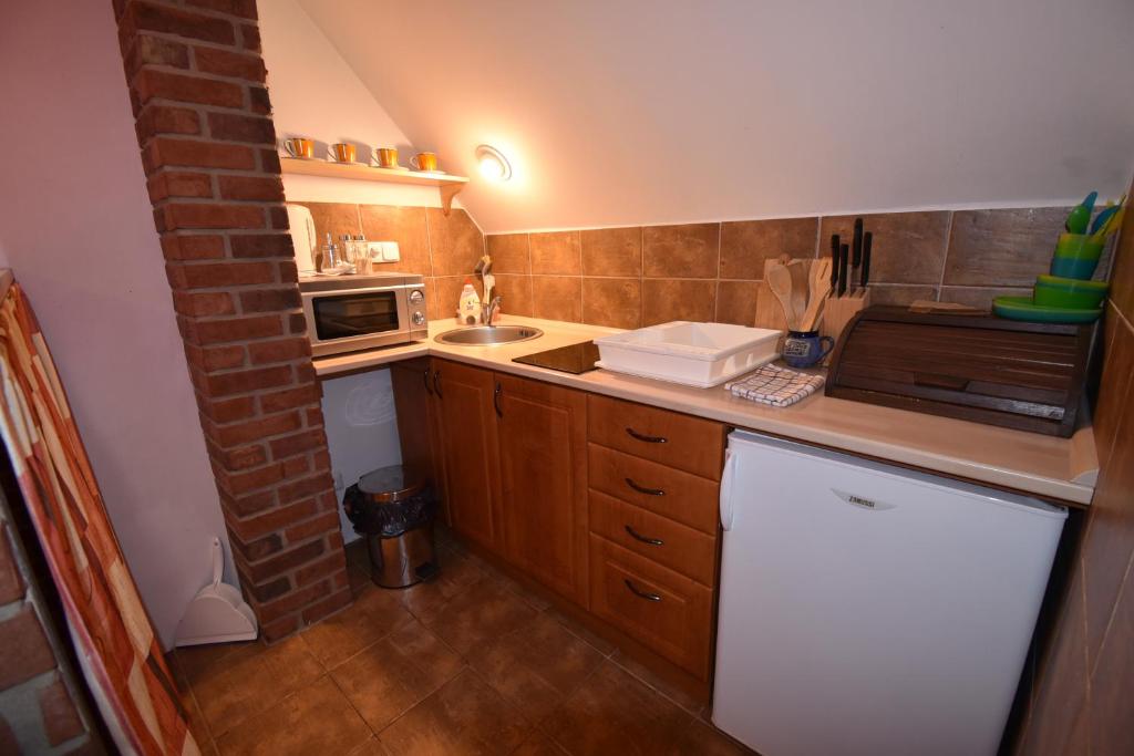 Kuchyň nebo kuchyňský kout v ubytování Apartmány Sněženka