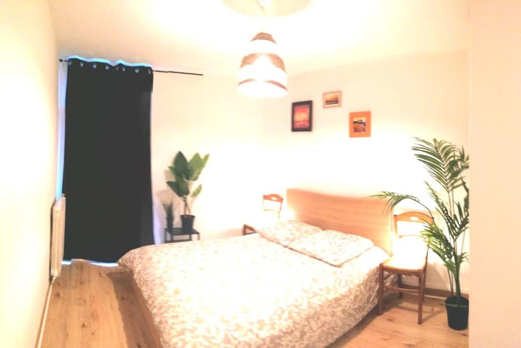 Cama ou camas em um quarto em R&eacute;sidence du parc des Tilleuls de Lyon 82 m2 Pkg free