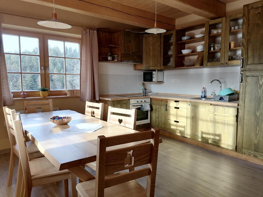 Kuchyň nebo kuchyňský kout v ubytování Cottage Golenovo